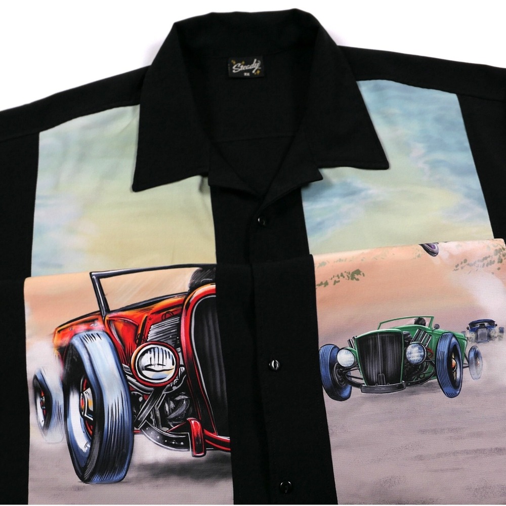 VTG Steady Hot Rod Dune Racing Graphic Shirt Men's 2XL‎ Rockabilly Lounge